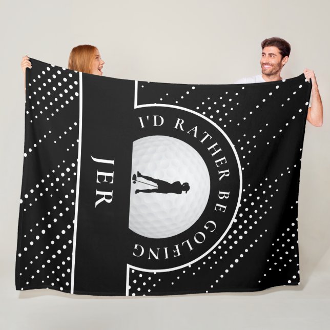 Golf Lady Golfer Silhouette Stilvoll Schwarz & Wei Fleecedecke (Beispiel)