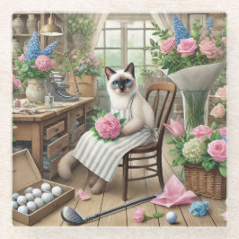 Golf Lady Golfer Thema für Katzenliebhaber Glasuntersetzer