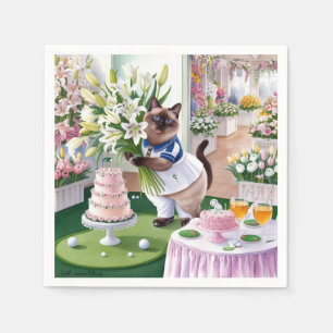 Golf Lady Golfer Thema für Katzenliebhaber Serviette