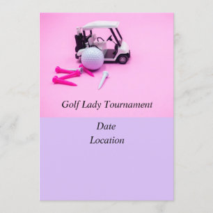 Golf Lady Turnier mit Golfball und Golfwagen Einladung