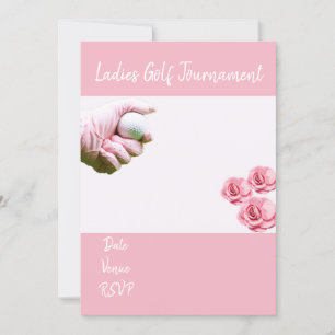 Golf Lady Turnier mit rosa Handschuh und Rose Einladung