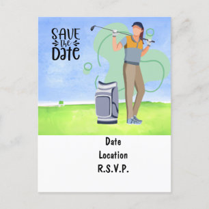 Golf Lass Par T-Shirt Party Save the Date Postkart Postkarte