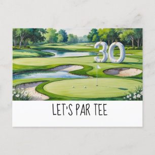 Golf Lass Par Tee 30. Geburtstag für Golfer Party Postkarte