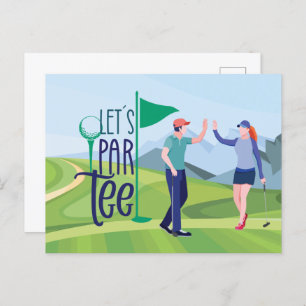 Golf lass par tee für Save the Date Golfer Party Postkarte