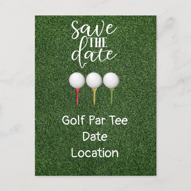 Golf Lass Par Tee mit Golfball auf Tee Einladungspostkarte (Vorderseite)