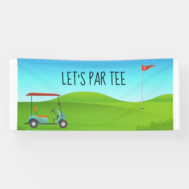 Golf Lass Par Tee mit Golfflagge auf grün weiß Banner (Horizontal)