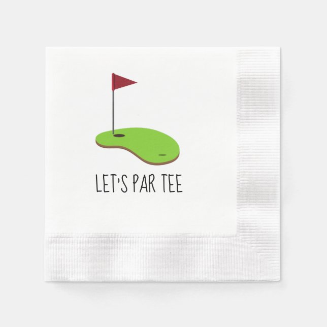 Golf Lass Par Tee mit Golfflagge auf grün weiß Serviette (Vorderseite)