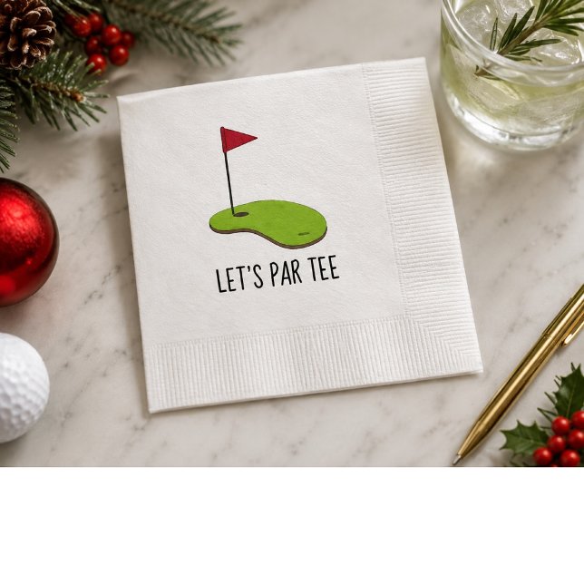 Golf Lass Par Tee mit Golfflagge auf grün weiß Serviette (Von Creator hochgeladen)