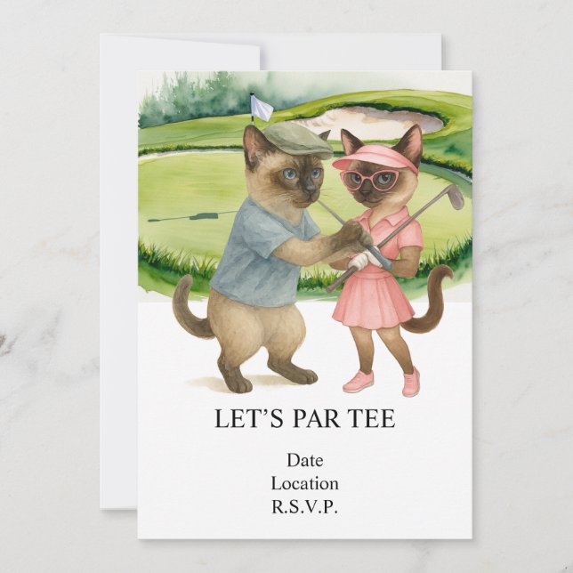 Golf Lass uns Abschlag für Katzenliebhaber  Einladung (Vorderseite)