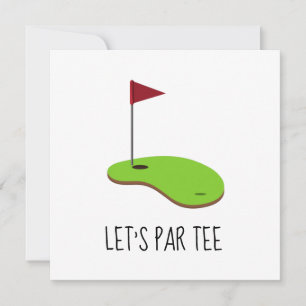 Golf Lass uns Abschlagen mit Golf Flagge auf Grün  Einladung