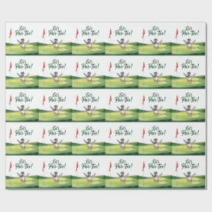 Golf Lass uns Abschlagen mit Golf Flagge auf Grün Geschenkpapier