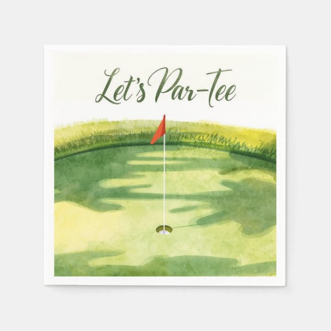Golf Lass uns Abschlagen mit Golf Flagge auf Grün  Serviette (Vorderseite)