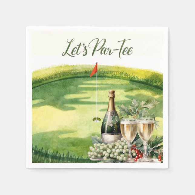 Golf Lass uns Abschlagen mit Golf Flagge auf Grün  Serviette (Vorderseite)