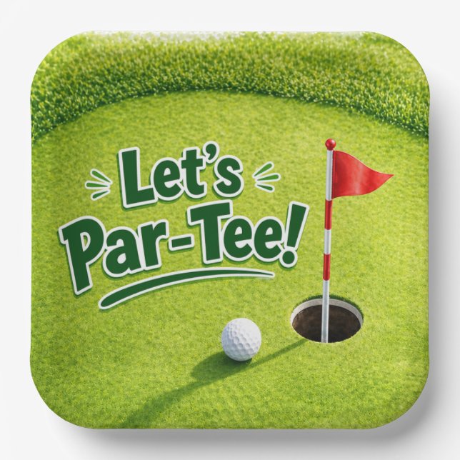 Golf Lass-uns-Par-Tee-Putting-Green-Party Pappteller (Vorderseite)