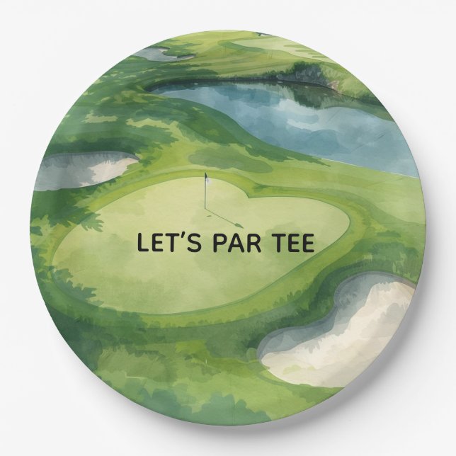 Golf Lass uns Par-Tee Wasserfarben-Papierteller Lu Pappteller (Vorderseite)