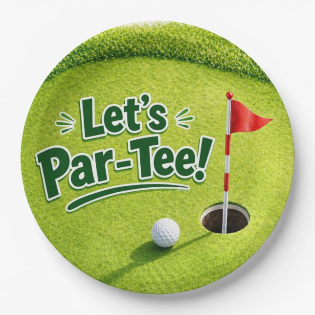 Golf Lasst uns Par-Tee Putting Green Party feiern Pappteller (Vorderseite)