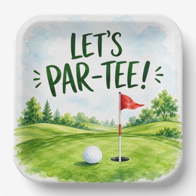 Golf Lasst uns Par-Tee Putting Green Party  Pappteller (Vorderseite)