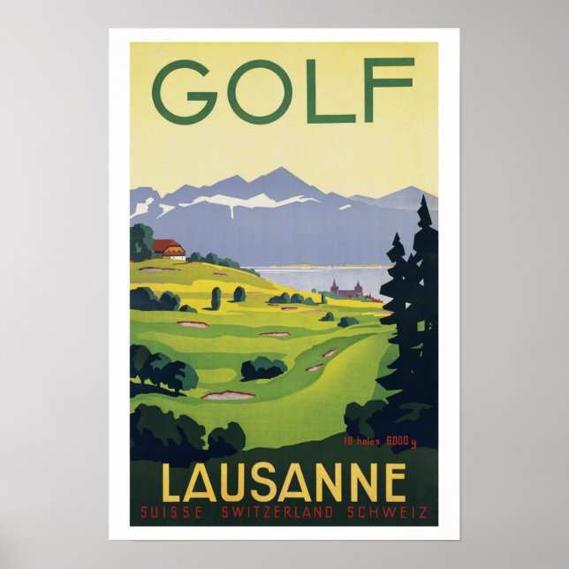 Golf Lausanne Schweiz ~ Vintage Reise Poster (Vorne)