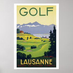 Golf Lausanne Switzerland ~ Vintage Travel Poster