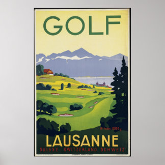 Golf Lausanne Vintage Travel Poster und Retro Prin