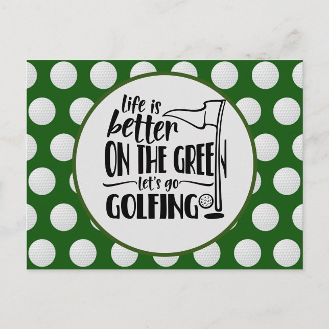 Golf Leben besser auf der grünen Golfer-Einladung Postkarte (Vorderseite)