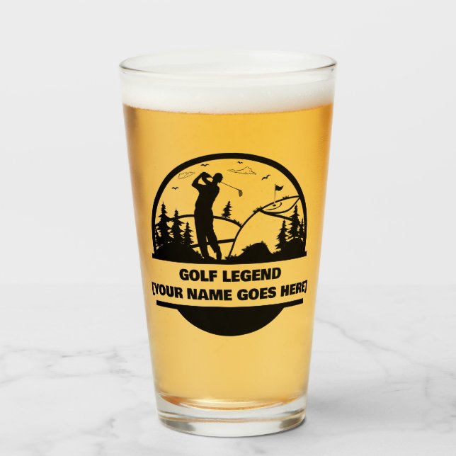 Golf Legend Personalisiertes Bier Glas für Golfer (Vorne (Gefüllt))