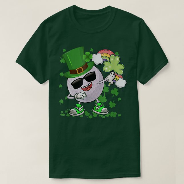 Golf Leprechaun Dabbing Rund Kleeblatts Gold St P T-Shirt (Design vorne)