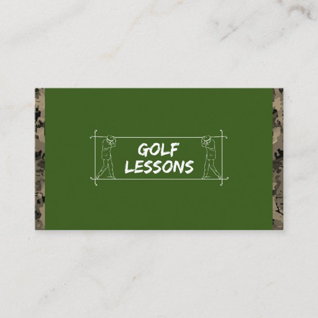 Golf Lessers Lehrer Lehrer Trainer Camouflage Visitenkarte (Vorderseite)