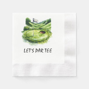 Golf Let’s Par tee mit Golfflagge auf grünem Weiß Serviette