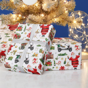 Golf „Let’s Par-Tee“ Weihnachtsfeier-Muster Geschenkpapier