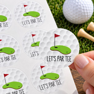 Golf Let's Par Abschlag mit Golf-Flagge auf grünem Runder Aufkleber