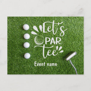 Golf Let's Par T-Shirt Golfer Party auf grünem Gra Postkarte