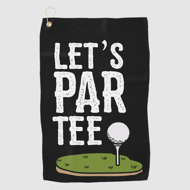 Golf Let's Par T-Shirt mit Golfball auf Grün Golfhandtuch (Vorderseite)