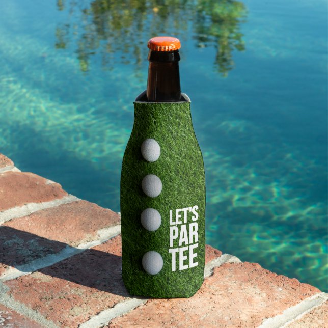 Golf Let's Par T-Shirt mit Kugel auf grünem Gras Flaschenkühler (In Situ Pool)