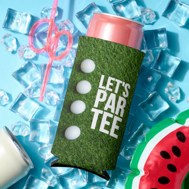 Golf Let's Par T-Shirt mit Kugel auf grünem Gras Selters Dosenkühler (In Situ Sommer)
