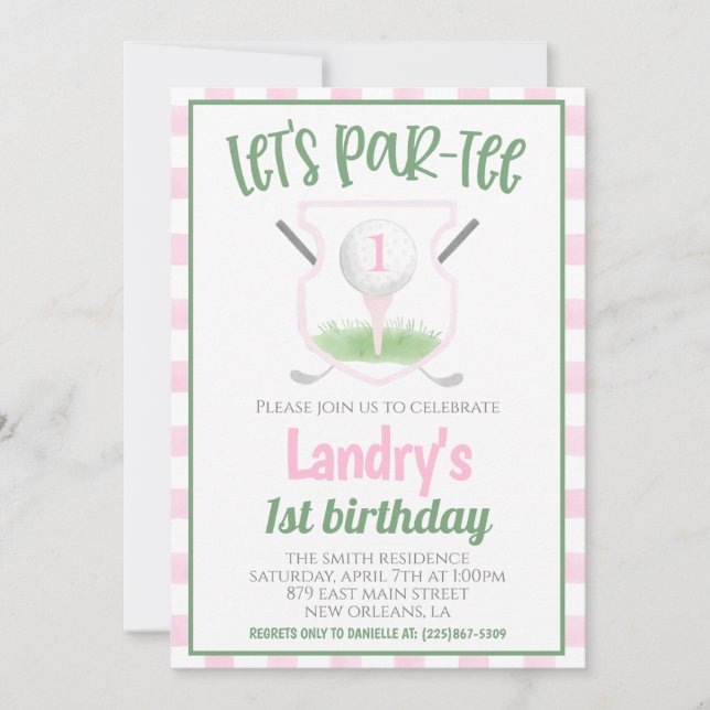 Golf Let's Par-tee Birthday Invitation Einladung (Vorderseite)
