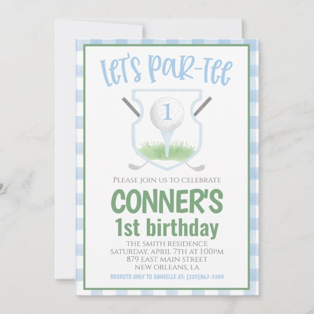 Golf Let's Par-tee Birthday Invitation Einladung (Vorderseite)