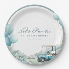 Golf Let's Par-tee Blue Baby Shower Pappteller