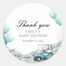 Golf Let's Par-tee Blue Baby Shower Runder Aufkleber