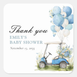 Golf Let's Par-tee Boy Baby Shower Quadratischer Aufkleber