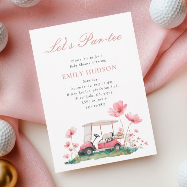 Golf Let's Par-tee Florales Babyshower Einladung (Von Creator hochgeladen)