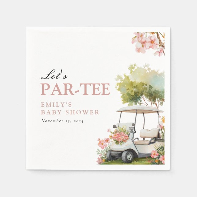 Golf Let's Par-tee Girl Baby Shower Serviette (Vorderseite)