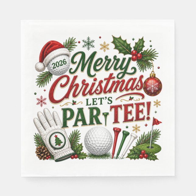 Golf Let's Par-Tee Golf Weihnachtsthema  Serviette (Vorderseite)