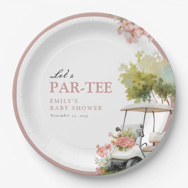 Golf Let's Par-tee Mädchen-Baby-Party Pappteller (Vorderseite)