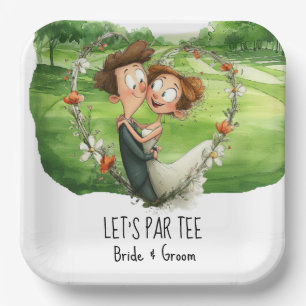 Golf Let's Par Tee mit Braut und Bräutigam auf dem Pappteller