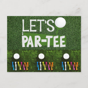 Golf Let's Par Tee mit Golfball und bunten Abschla Postkarte