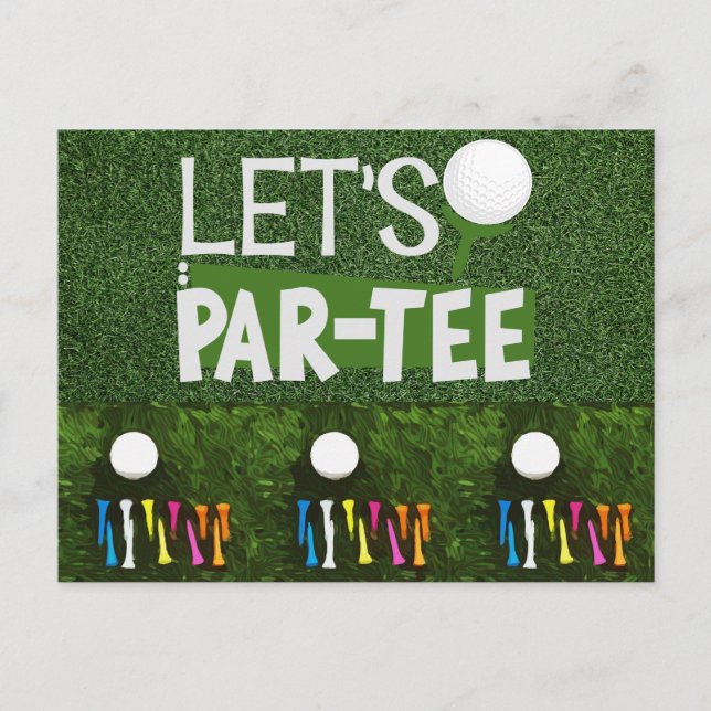 Golf Let's Par Tee mit Golfball und bunten Abschla Postkarte (Vorderseite)