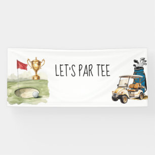 Golf Let's Par Tee mit Golfflagge auf grünem Weiß Banner