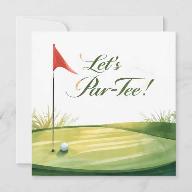 Golf Let's Par Tee mit Golfplatz Einladung (Vorderseite)