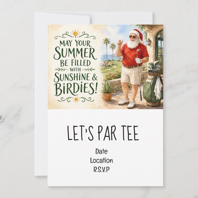 Golf Let's Par Tee Weihnachtsfeier für Golfer Einladung (Vorderseite)